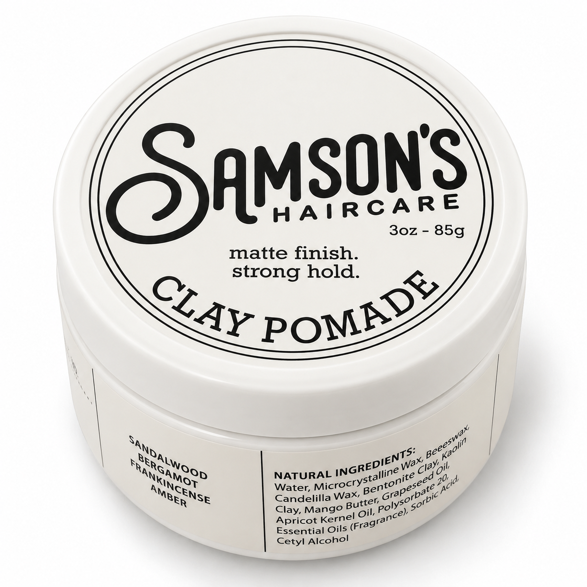 Samson's Matte Finish Clay Pomade Main Image On A White Background