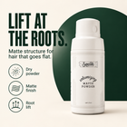 Samson's Volumizing Matte Powder for lift at the roots: a dry hair powder that adds matte structure to hair that goes flat