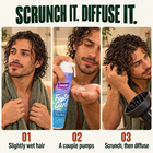 How to use Foster the Curl Crème: start with slightly wet hair, add a couple pumps, scrunch, then dry with a diffuser