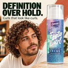 Man with defined curls next to Foster the Curl Crème by Samson's: definition over hold, curls that look like curls