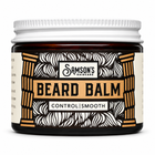 Samson's Haircare Beard Balm, Control | Smooth, amber glass jar with white lid on a white background