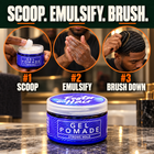 How to use Foster the Hair Gel Pomade on waves: scoop, emulsify it in your hands, then brush down