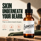 Samson's Original Scent Beard Oil is for the skin underneath your beard: light oils that lubricate your beard