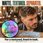 Man with a textured, lived-in look styled with Samson's BenchLeg Clay: matte, textured, separated