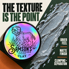 Swipe of Samson's BenchLeg Clay showing its drier feel, matte look, clumping and separation