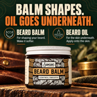 Beard balm vs beard oil: Samson's Beard Balm shapes your beard and makes it softer, beard oil goes on the skin underneath