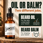 Beard oil or beard balm? Samson's Beard Oil is for the skin underneath your beard; beard balm is for shaping it