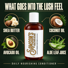 Samson's Daily Nourishing Conditioner ingredients: shea butter, coconut oil, avocado oil and aloe leaf juice