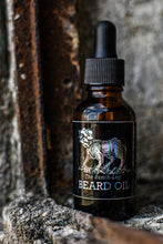 Load image into Gallery viewer, 1 oz Beard Oil with new Bench-Leg logo, displayed on a weathered, rusted ledge.