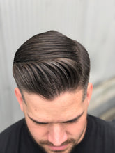 Load image into Gallery viewer, Adam displaying the side part hairstyle achieved using the hair pomade.
